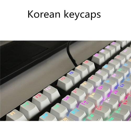104 Key Full Set Korean Russian Backlit Keycap For Cherry MX Wired Keyboard Accessories Matching Cap Backlight Black White ABS