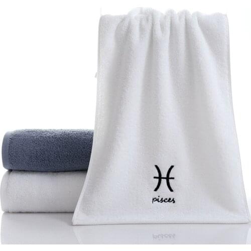 75*35 CM 100% Cotton Hair Towel Embroidered Creative 12 Constellations Bath Towel Bathroom Gym Towels Adults Face Wipes Custom