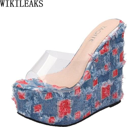 Sliders Shoes Slippers Women Summer Woman Pumps High Heels Woman Slippers Platform Shoes Wedges Shoes for Women Transparent Heel