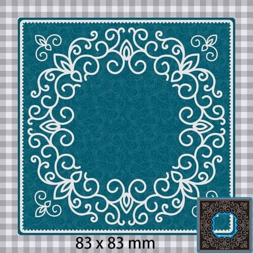 Cutting Dies Square Flower lace Middle Hollow Template Metal for DIY Scrapbooking Photo Album Embossing Paper Card 83*83mm