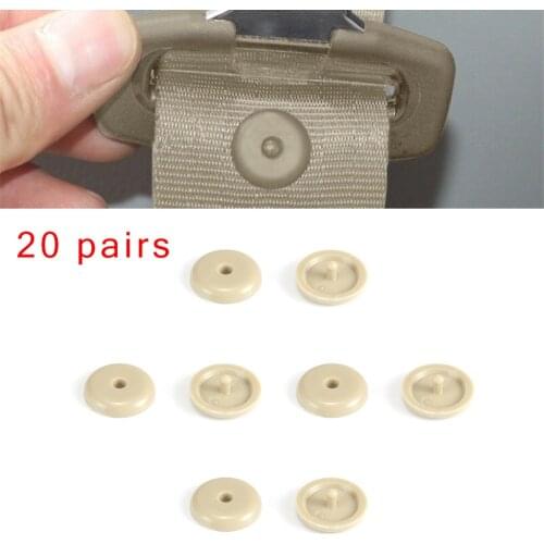 Stopper Seat Belt Clips Car Fasteners Kit Parts 20 Pairs Beige Durable