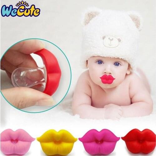 Wecute Baby Pacifier Clip Red Kiss Lips Dummy Pacifiers Funny Silicone Baby Nipples Teether Soothers Pacifier Kids Feeding