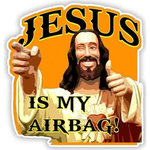 S50455# Various Sizes Personality PVC Decal Jesus Is My Airbag Waterproof Car Sticker on Motorcycle Laptop Decorative
