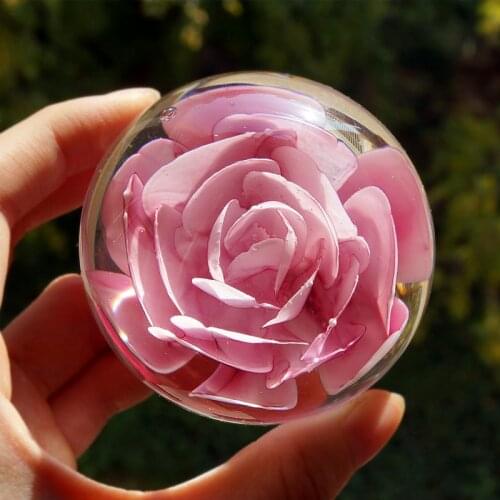 Glass crystal ball Artificial Flower wedding gifts simulation eternal life roses ball heart-shaped multicolor optional
