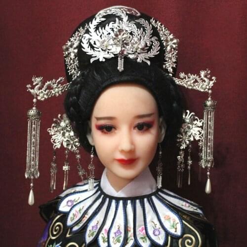 Ancient Chinese Hanfu Hair Accessory Miao Silver Princess Empress Hair Tiara All Match Silver Tiara for TV Play Cosplay