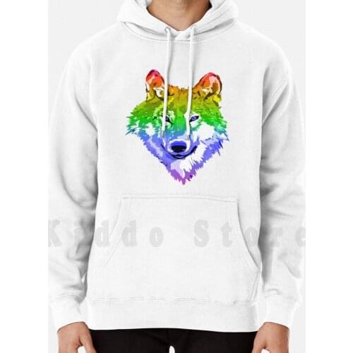 Rainbow Wolf hoodie long sleeve Wolf Rainbow Fox Dog Hunt Hunting Howl