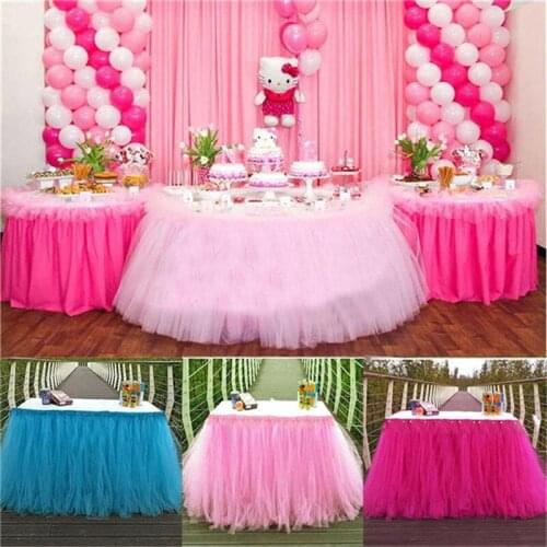 1pcs 80*100cm Tulle Tutu Table Skirt Tableware Wedding Party Xmas Baby Shower Birthday Decor