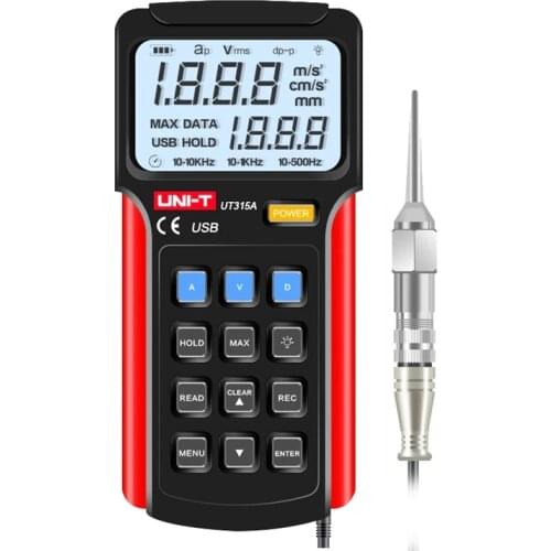 UNI-T UT315A Digital Vibration Testers Vibration Acceleration Velocity Displacement Measurement USB Connect PC Soft