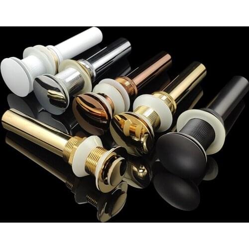 Bathroom Basin Pop Up Drain With or Without Overflow Design Brass Black/Rose Gold/Chrome Bathroom Lavatory Sink Pop Up Drain