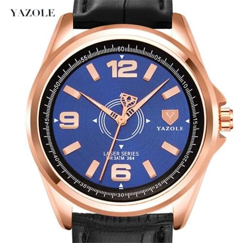 YAZOLE Quartz Watches for Men Leather Strap Male Clock Top Luxury Brand Business Mens Large Dial Cool Wristwatches Reloj Hombres