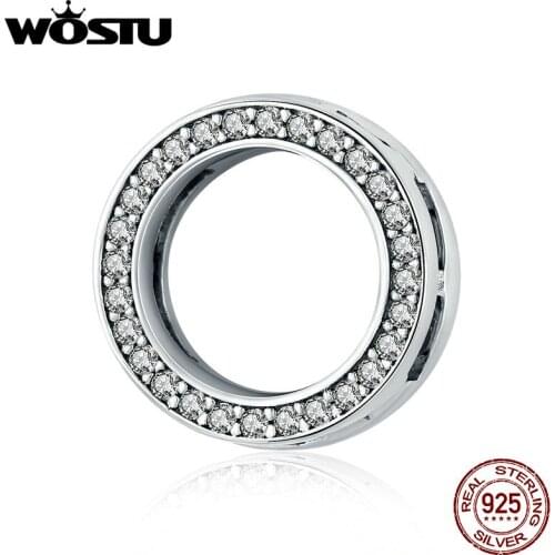 WOSTU New Fashion 925 Sterling Silver Circle Shape CZ Pendant For Bracelet Bangle&Necklace Making Jewelry Gift For Women BKX101