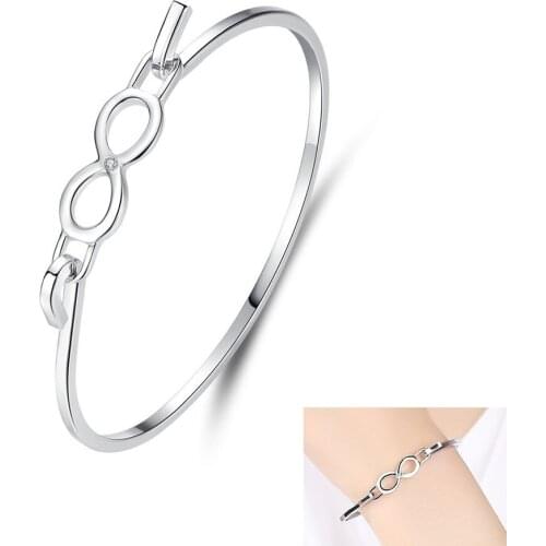 2020 Fashion White Gold Filled Zircon Wedding Women Bracelet Infinite Hollow Infinity Bridal Bracelet Jewelry Gifts