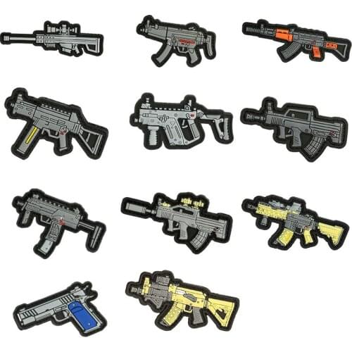 3D PVC Gun Shape Military Patch Fastener Hook Patch Combat Rubber Badges For Clothing Bag Backpack Jackets