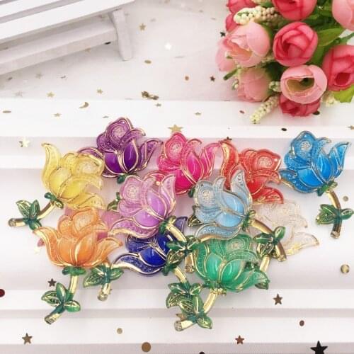 40PCS Shiny Colorful Resin Crystal Rose Flat Back Rhinestone Applique DIY Scrapbook Wedding 2 Hole Ornament Crafts