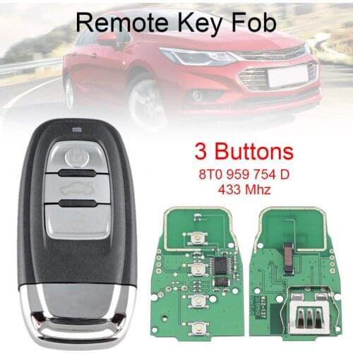 868MHz 3 Buttons Car Smart Remote Key Fob with PCF7945AC Chip 8T0 959 754 D Fit for Audi A4 A5 A6 Q3 S5 S6 S7