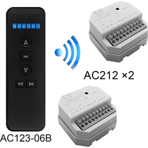 AC212 Universal Wireless 433.92mhz AC136-6W RF Remote Control AC230V Receiver For Tubular Motorized Venetian Blinds Automated