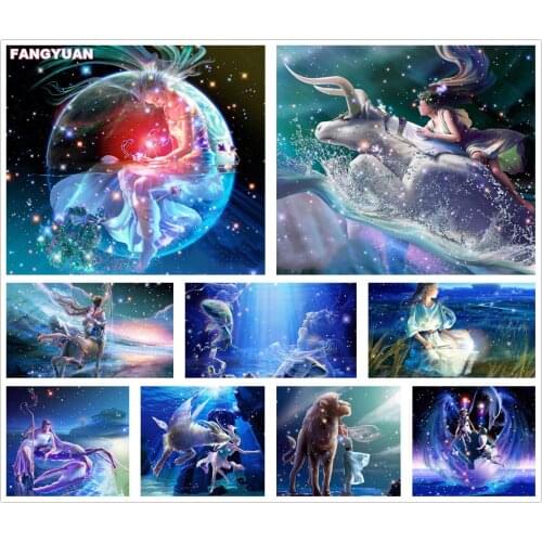 Diamond Painting Fairy Zodiac 12 Constellation 5D Diy Diamond Embroidery Woman Girl Birthday Mosaic Art Gift Handmade Home Decor