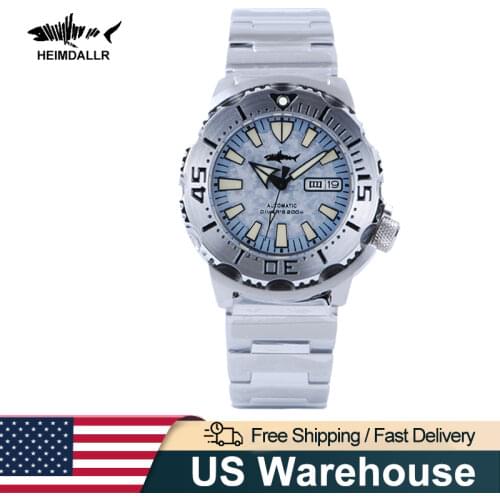 Heimdallr Mechanical Watches Monster Automatic Watch Men 316L Steel Divers Watch 200m C3 Super Luminous NH36A Sapphire Crystal