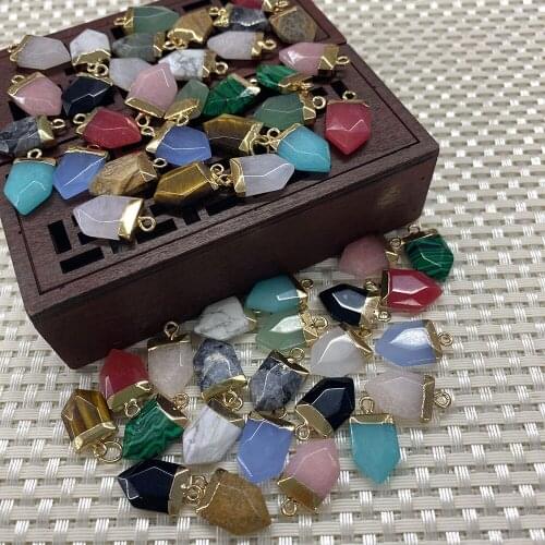 Free Shipping Natural Stone Tiger Eye Labradorite Turquoise Pendant for DIY Jewelry Making Necklaces and Bracelets Size 11x20 Mm