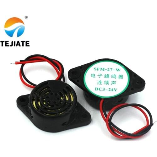 Black piezoelectric active buzzer DC 3v-24v universal electronic buzzer continuous sound sfm-27