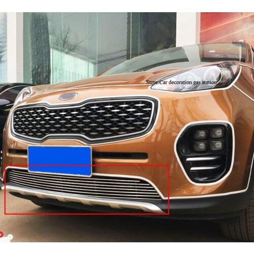 Car body styling protect detector stainless steel trim Front up Grid Grill Grille Around 1pcs For Kia Sportage KX5 2016 2017