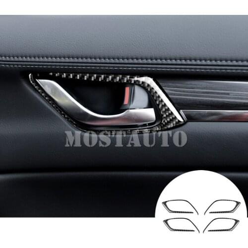 For Mazda CX-5 KF Carbon Fiber Car Door Handle Bowl Frame Trim Cover 2017-2019 4pcs Car Accessories Interior Car Decor Car Trim