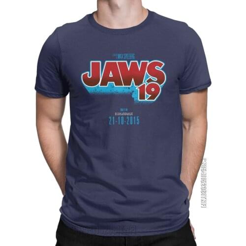 Mens T-Shirt JAWS 19 Fashion 100% Cotton Tees Classic Short Sleeve Back To The Future T Shirt O Neck Tops Party