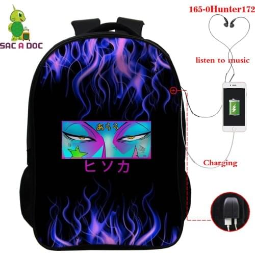 Hunter X Hunter 3d Backpacks for Kids Mochila Boys Girls Children Casual Canvas Knapsack Students Cartoon Anime Print School Bag