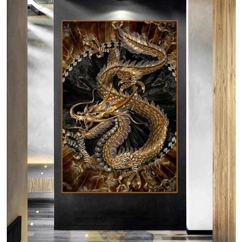 Canvas Painting Chinese Dragon Print Posters and Modern Art Painting Prints Home Living Room Decoration Cuadros Bedroom