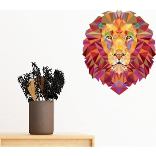 Colourful Lion Animal Box Stitching Removable Wall Sticker Art Decals Mural DIY Wallpaper for Room Decal