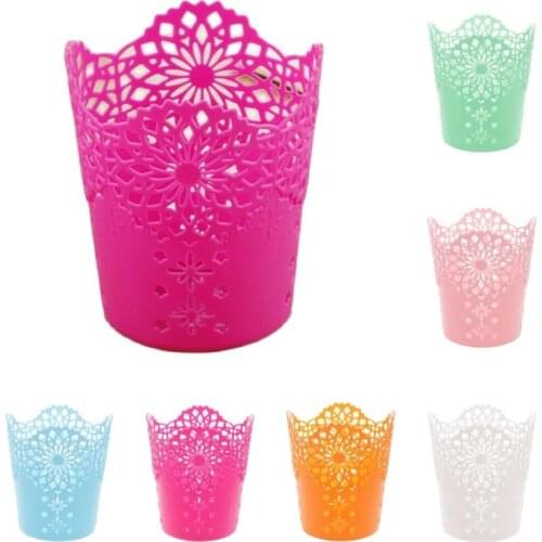 Creative Multifunctional Hollow Flower Pen Pot Makeup Brush Holder Desktop Rubbish Storage Basket