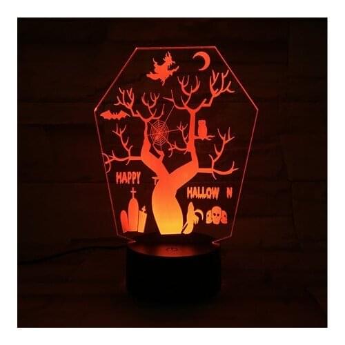 Creative Night Light 3D LED Happy Halloween Lamp Desk RGB Color Nightlight Smart Phone Control Party Decor Kids Holiday Gift