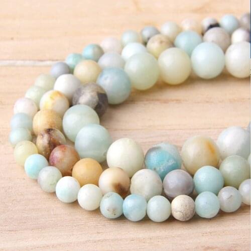 Natural Gem Stone 6 mm 8 mm 10 mm Amazonite Matte Beads Genuine Stone Beads For Jewelry Making DIY Nice Bracelets & Necklace