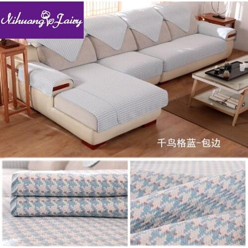 Anti-slip sofa cushion four seasons general fabric cotton and linen summer cushion Nordic style solid wood cover towel backrest