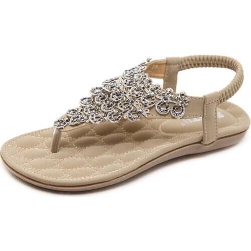 Shoes Women Flat Sandals PU New Elastic Band Womens Sandals Breathable Light Cross-Border Weaving Bohemia Summer Woman Shoes