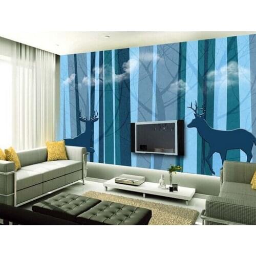 Custom vintage wallpaper, abstract forest elk murals for the living room bedroom TV background wall waterproof papel de parede