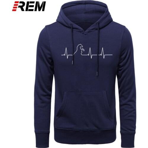 REM Heartbeat Horse Fashion O-neck long Sleeve Cotton Love Riding Horse Men Clothing Tops Hoodies, Sweatshirts