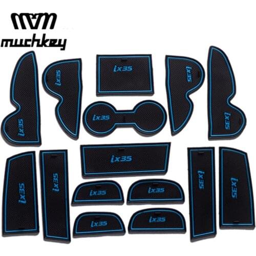 For Hyundai IX35 2009-2012 2013 2014 2015 Car Stying New Rubber Non-Slip Mats Interior Door Pad Cup Mats 15Pcs Auto Accessories