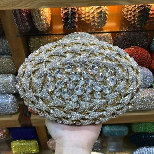 Luxury Party Clutch Evening Bags Sliver And Gold Rhinestone Crystal Metal Dinner Bag Diamond Women Diamond Gemstone Handbag