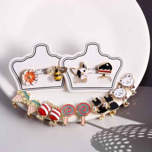 Girls Clip On Earrings Kids Cute Cartoon Enamel Ear Fake No Piercing Ear Rings With Clips Children Elegant Gift Baby Jewelry