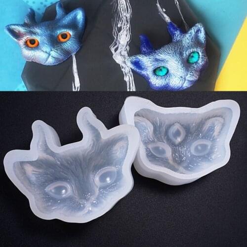 Crystal Epoxy 3D Magic Three-eye Cat Head Silicone Mold With Eyes For DIY Making Finding Accessories Jewelry
