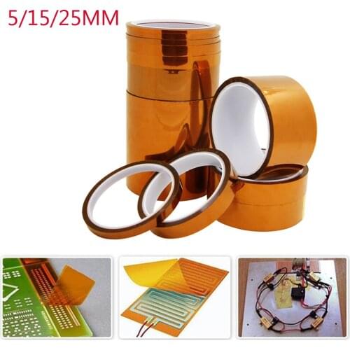 33m 100ft 1Kapton Adhesive Tape BGA High Temperature Heat Resistant Polyimide Gold for Electronic Industry 5/15/25mm