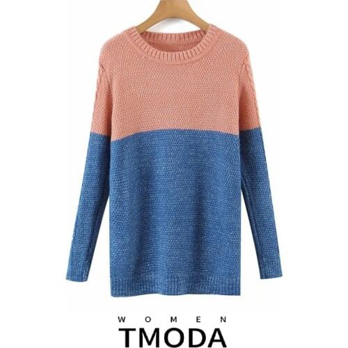 TMODA1794 Za 2021 Autumn Winter Ins Fashion Patchwork Loose Wear Lazy Wind Knitted Bottoming Sweater Pullover Jumper Pull Femme