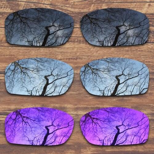 ToughAsNails 3 Pairs Black.Silver.Purple Polarized Replacement Lenses for Oakley Fives Squared Sunglasses