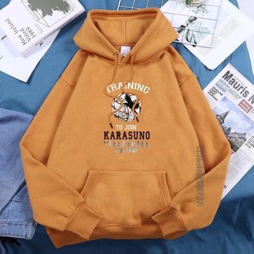 Training To Join Karasuno Volleyball Club Hoodie Women Harajuku Loose Hooded Trendy Hoody Hip Hop Women Kawaii Hoodies Printed