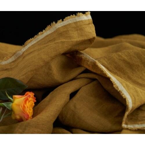 High quality pure flax fabrics Sand washed yarn dyed fabric Spring and autumn Shirt Dress Gown windbreaker sewing