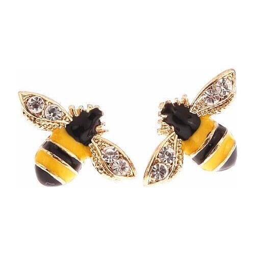 Fashion jewelry vintage metal enamel little bee earrings