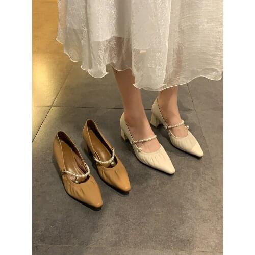 All-Match Mary Jane Single Shoes Spring And Autumn New Fashion Pointed Shallow Mouth Elegant High Heel Womens Shoes