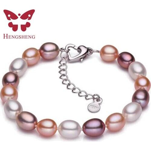 2019 Hot 925 Sterling Silver Natural Freshwater Pearl Strand Bracelets For Women Summer Bohemia Oval Pearl Bracelets 18cm Length