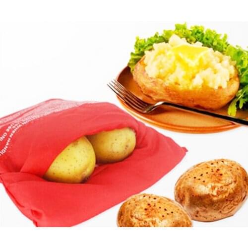 1Pcs Acrylic Fabric Red Cooker Bag Portable Microwave Accessories Kitchen Gadgets Washable Cooking Baking Tools 20 * 25cm